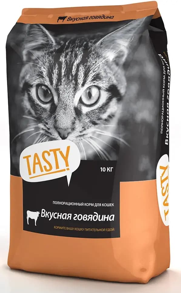 Сухой корм TASTY для кошек с говядиной 10 кг